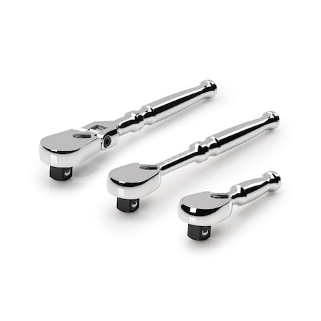 Tekton 3/8 Inch Drive Small Body Ratchet Set, 3-Piece (3, 6 in., 6 in. flex) SRH99002